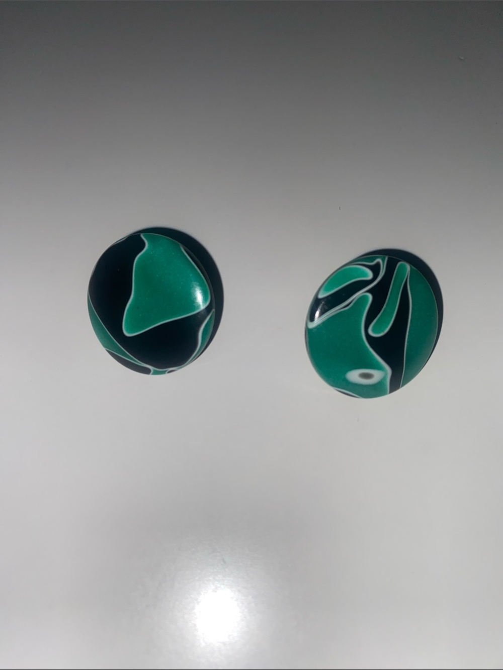 Green Swirl Resin Stud Earrings